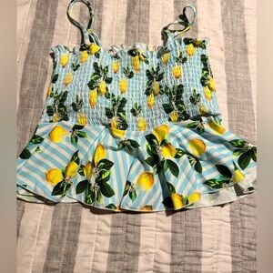 Lemon Print Smocked Top